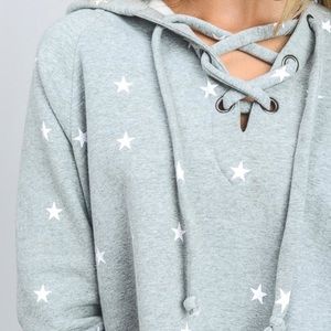 NWT Storia Star Printed Sweatshirt Grey/White Sm
